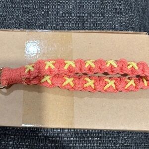 Handmade Coral and Yellow Keychain